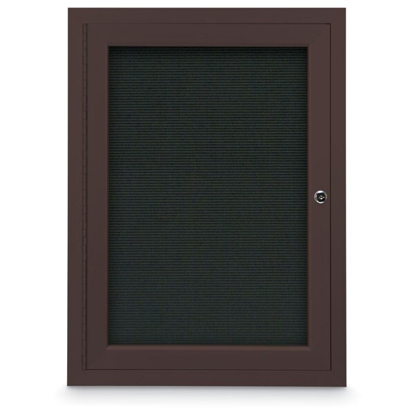 24"x36" 1-Door Enclosed Outdoor Letterboard, Header, Black Felt/Bronze